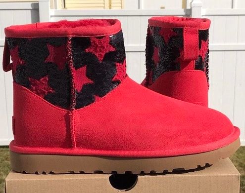 UGG Classic Mini Star Sequin Red Size 7 