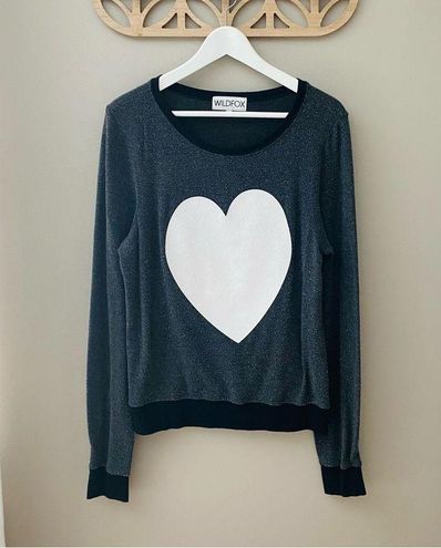 Wildfox Pullover Glitter Heart Sweater Black/White Sz Small Black - $45 -  From Samantha