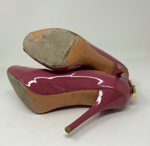 Louis Vuitton Pink Patent Leather Peep Toe Logo Padlock Stiletto High Heels  Shoe Size 10 - $650 (64% Off Retail) - From Galore