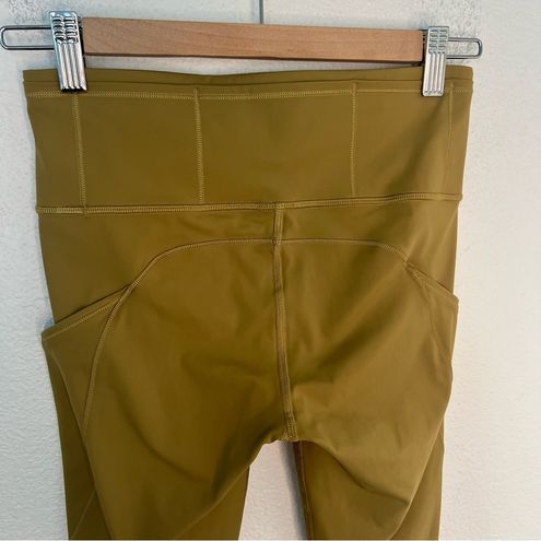 Lululemon W5BXQS Tight II 25 Nulux Golden Lime Leggings pockets sz 2