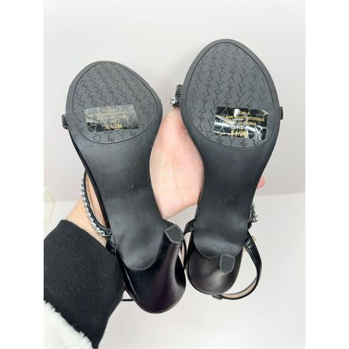 Adrienne Vittadini Sandals Womens Size 8.5 Black Glow Ankle Strap