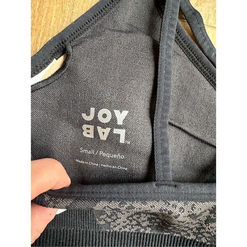 Joy Lab Sport Bra Small Black Strappy Crop Tank Athletic Top