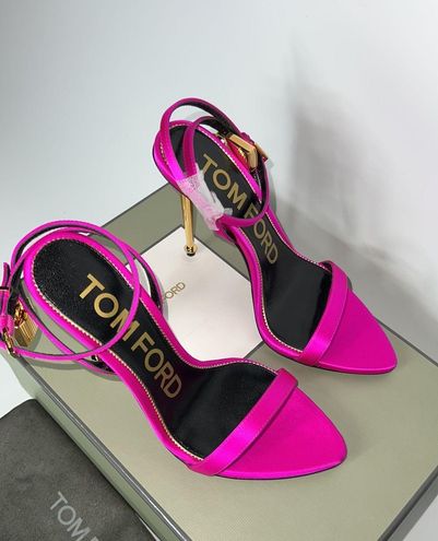 Tom Ford Satin Naked Padlock 105 Sandal in Hot Pink  Size  - $1000 -  From Bbluxwins