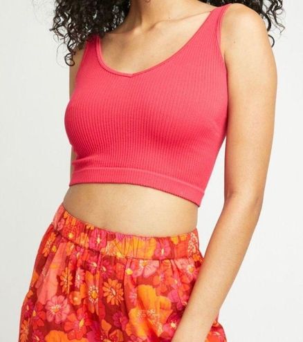 NWT Free People Solid Ribbed Brami Crop Tank Top in Cherry Size XS/S