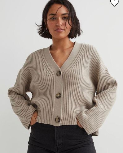 H&M rib-knit cardigan Tan Size M - $18 (53% Off Retail