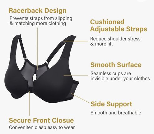 Womens Front Closure Bra Racerback Plus Size Unlined Underwire Full  Coverage