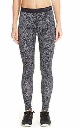 Nike Pro Hyperwarm Black White Polka Dot Dri-Fit Leggings Women's