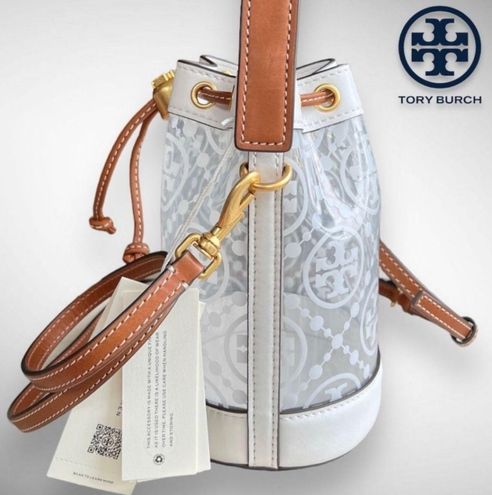 Tory Burch T Monogram Bucket Bag In Clear (white)