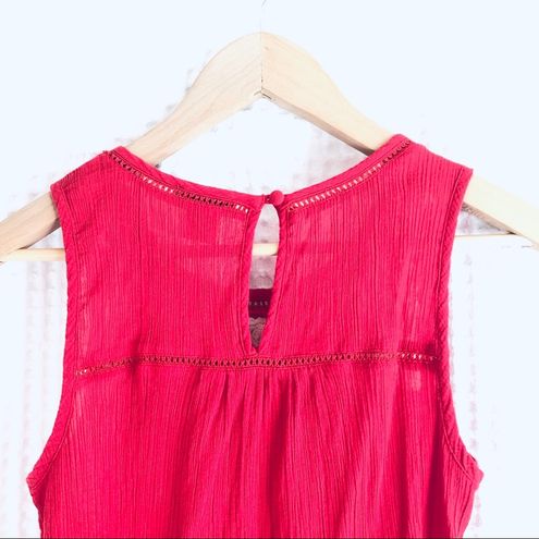 Lucky Brand Red Embroidered Tank Top