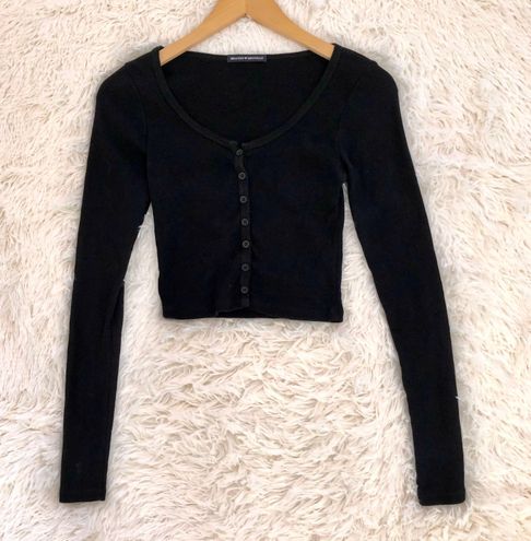 Brandy Melville Black Zelly Ribbed Long Sleeve Top