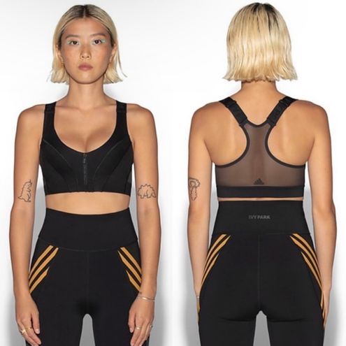 Ivy Park Sports Bra Womens Extra Small Adidas Support Front Zip Black  GT8998 New