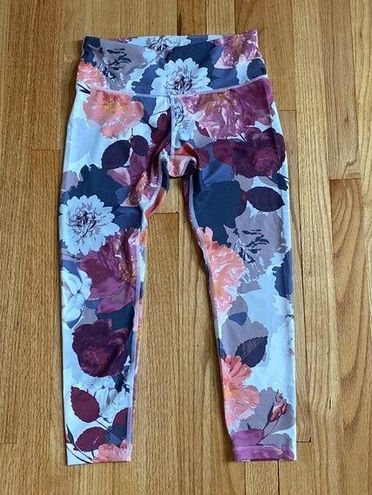 Apana 7/8 floral print leggings stretch workout midrise medium