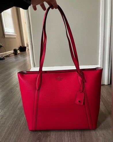 Kate Spade New York Cara Large Top Zip Tote Bikini Pink Refined Grain  Leather