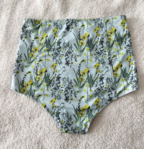 Kortni Jeane Mint Blue Floral High Waisted Swim Bottoms Green - $20 (59%  Off Retail) - From Payton