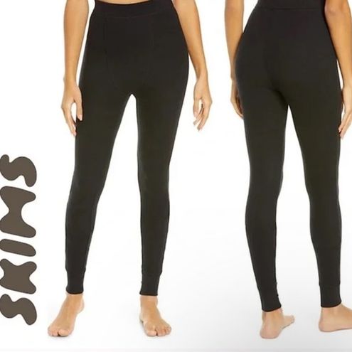 SKIMS Waffle Knit Thermal Cotton blend High Waisted Jogged Leggings Black  medium - $26 - From Nolan