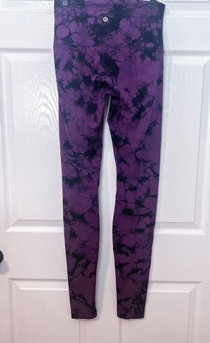 Lululemon Wunder Under Tie-dye Shibori Darkest Magenta Purple Black Leggings  8