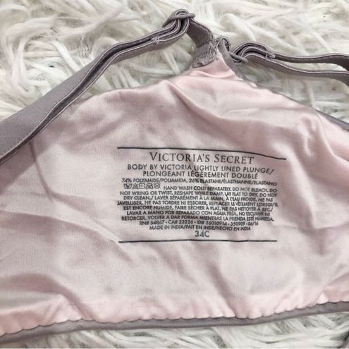 Victoria's Secret Body Lightly Lined Plunge Racerback Bra Grey 34C