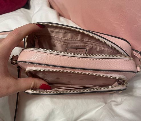 New Kate Spade Staci Dual Zip Around Crossbody Chalk Pink