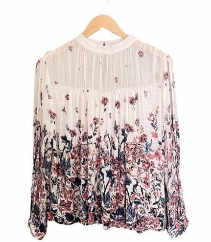 Lucky Brand Vintage Y2K Long Sleeve Floral Peasant Blouse