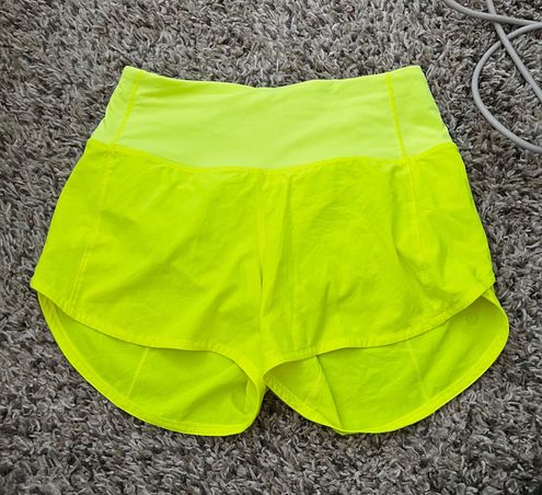 Lululemon High Rise Speed Up Shorts 4” Size 4 Highlight Yellow - $60 - From  Ava