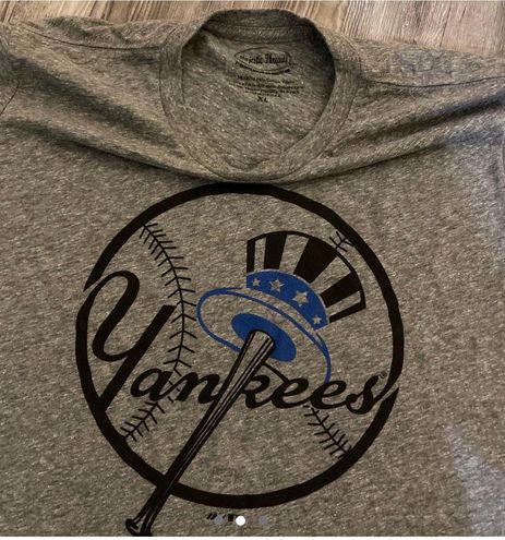 NY Yankees, Shirts, Majestic Official New York Yankees Blue Grey Button  Down Jersey Nwt Xl