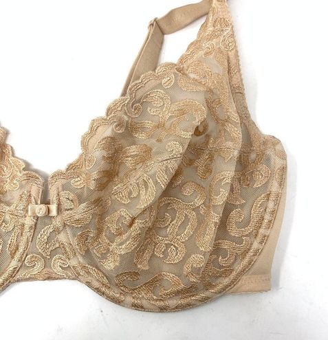 Wacoal Women's Size 36DD Arabesque Underwire Bra Nude Lace Unlined