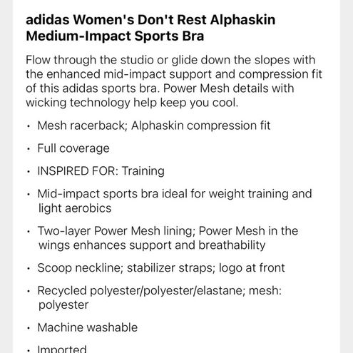 Alphaskin Medium Impact Sports Bra