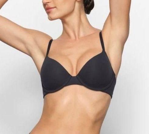 SKIMS ULTRA FINE MESH UNDERWIRE SCOOP BRA Size 32D Onyx Black