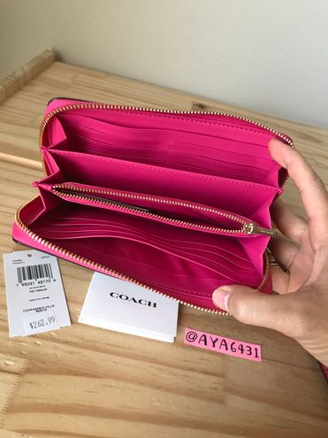 Coach Pink Leather Zip Around Wallet