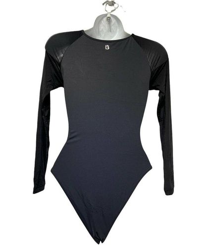 buff bunny black long Sheer sleeve Zip one piece swimsuit womens size XS -  $68 New With Tags - From Kristin