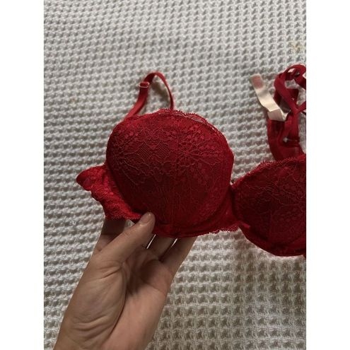 PINK Red Lace Push-up Bra 32B Size 32 B - $13 - From Olivia