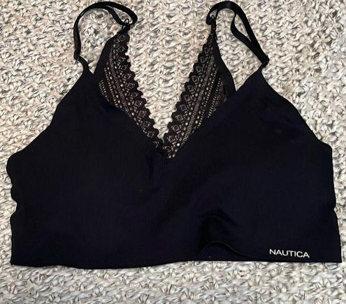 Nautica Intimates Black Bralette Boho, lace size small. Gently