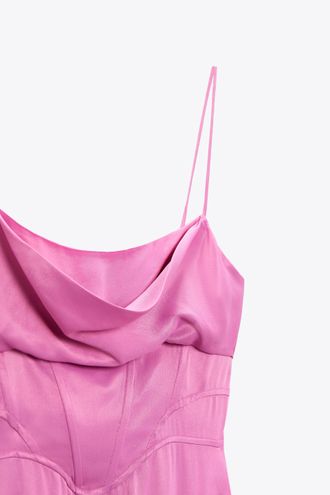 ZARA Pink Satin Corset Mini Dress Size M Bloggers Fave Christmas Party