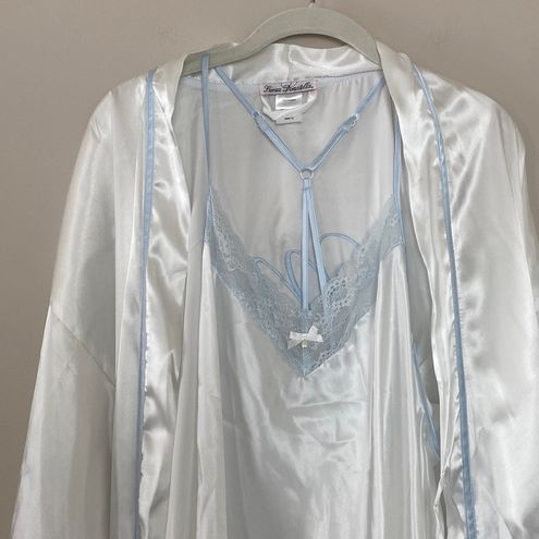 Linea Donatella 'Mrs' Satin Wrap Bridal Robe, Chemise Nightgown Set White  Size XL - $33 New With Tags - From D