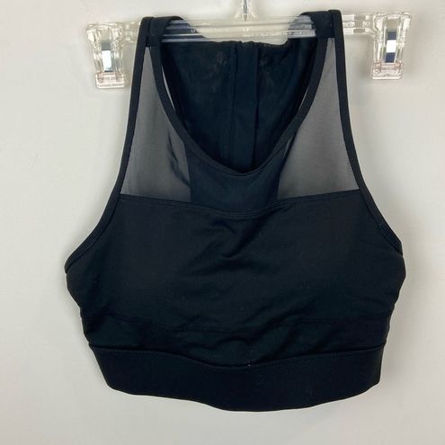 Zyia All Star Sports Bra One More Rep Zipper Back Mesh Black Size Medium