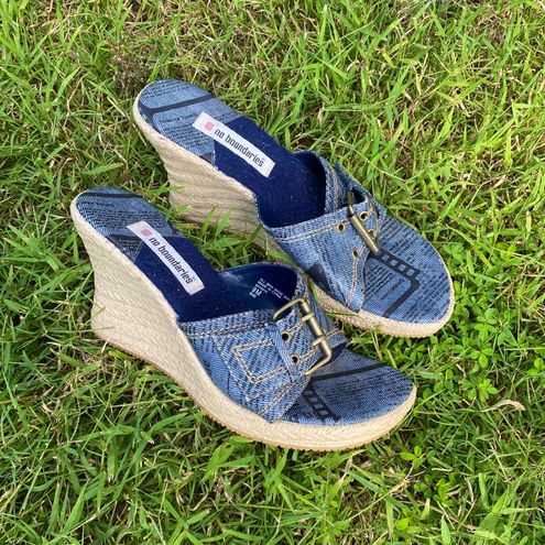 No Boundaries Vintage 90s Y2K Denim Newspaper Espadrille