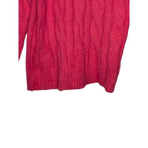 Lucky Brand Women Sweater Fuzzy Cable Knit Eyelash V-Neck Pullover Pink  Small - $16 - From Ben