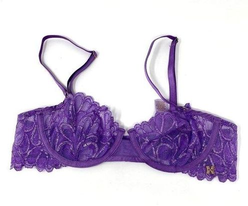 Savage X Savage Not Sorry Unlined Lace Balconette Bra in Purple