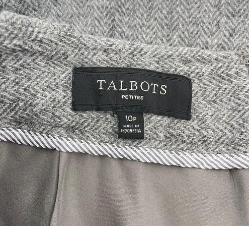 Talbots Herringbone A-Line Wool Blend Mini Skirt Gray Warm