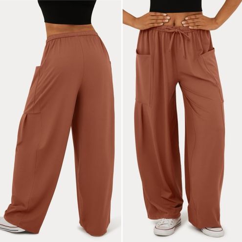 Halara NWT Drawstring Palazzo Flowy Wide Leg Pants in Maple Syrup