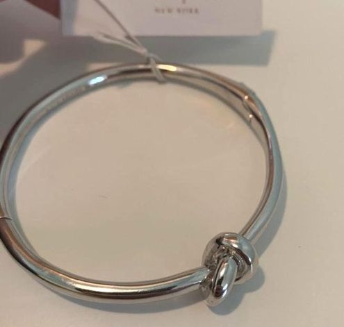 kate spade new york SilverTone Love Knot Hinged Bangle Bracelet  Macys