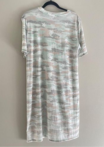 Lucky Brand Light Green Camo & Star Print Americana T-Shirt Dress Medium -  $29 - From Leslie