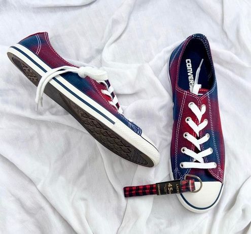 Converse Low Top Red and Blue Plaid Multiple Size 9 - $15 (70% Off Retail)  New With Tags - From Aria
