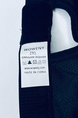 Woweny Zip Front Black Racerback Sports Bra New XXL Size XL