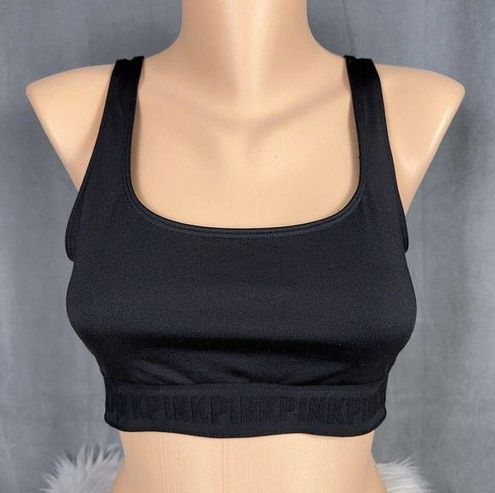 Victoria's Secret Pink Ultimate Lightly Lined Sports Bra Size Medium Logo  Black - $17 - From K