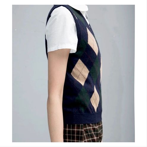 Brandy Melville, Sweaters, Brandy Melville Peyton Argyle Wool Cashmere  Knit Sweater Vest