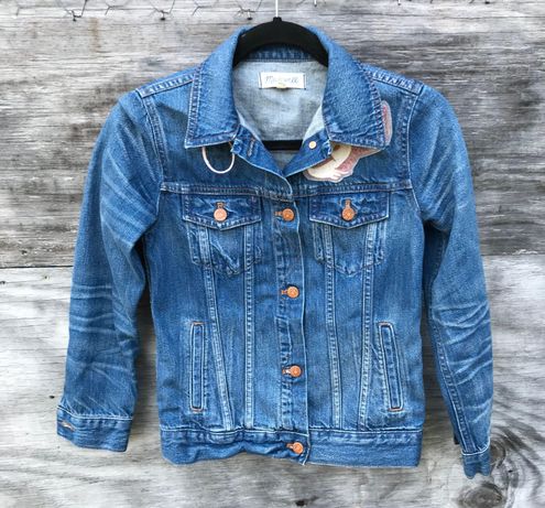 Madewell Women's The Jean Jacket in Pinter Wash, Pinter Wash, Blue, XXS at   Women's Coats Shop