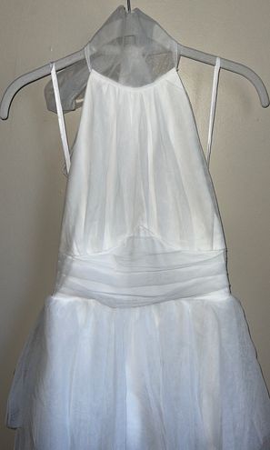 Andria Halterneck Tulle Mini Dress White