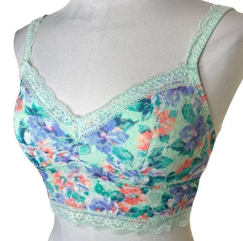 Gilly Hicks Hollister Sydney Bralette MEDIUM Blue Floral Lace V