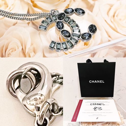 Chanel Authentic Rare Runway Crystal CC Adjustable Silver Necklace - $1313  - From SAMANTHA